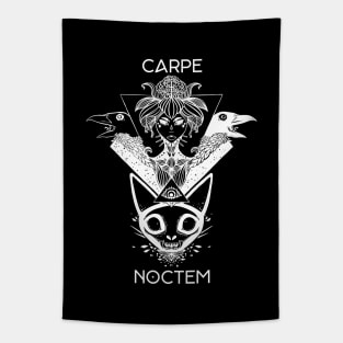 Carpe Noctem Witch & Crows Illustration, Seize The Night Tapestry