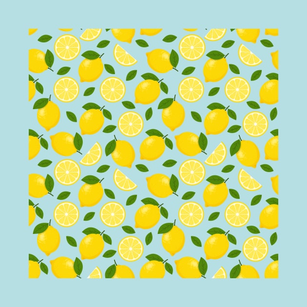 Lemon Fruit Pattern on Blue Background by Ayoub14