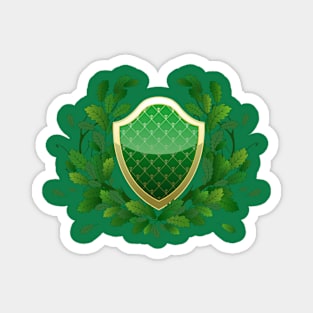 Green shield with oak leaves Magnet