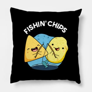 Fishin chips Funny Food Pun Pillow