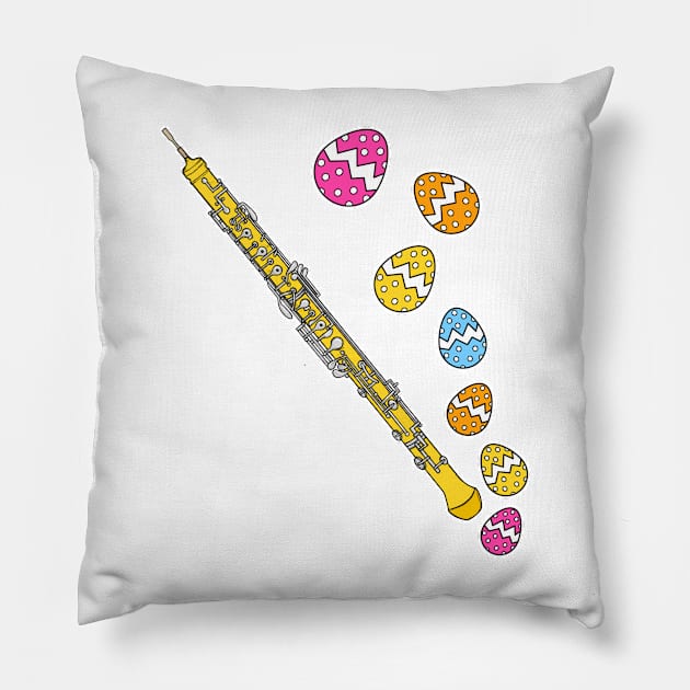 Easter Oboe Oboist Woodwind Musician Pillow by doodlerob