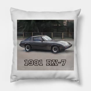 1981 Mazda RX-7 - Cartoon Design Pillow