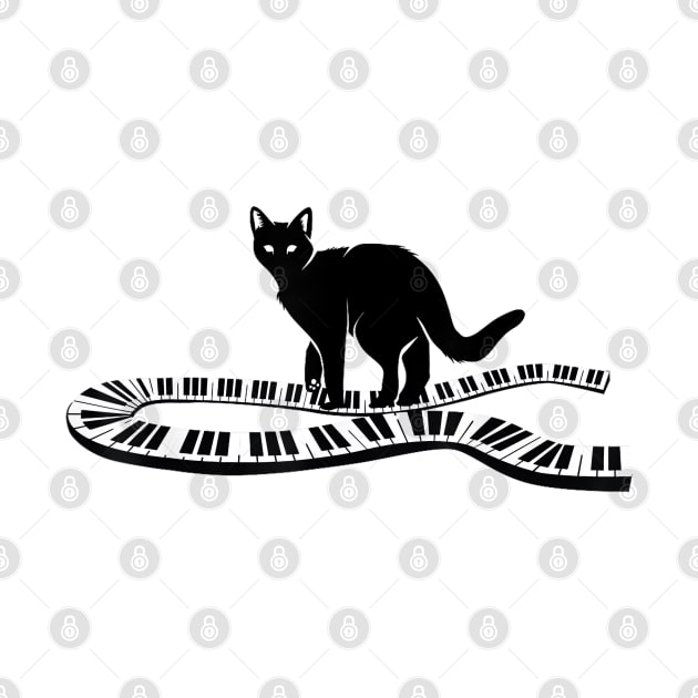 Cool Black Cat On Musical Piano Keys! by Origami Fashion