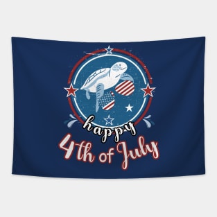 Retro Happy 4th of July Cute Patriot Turtle Tapestry