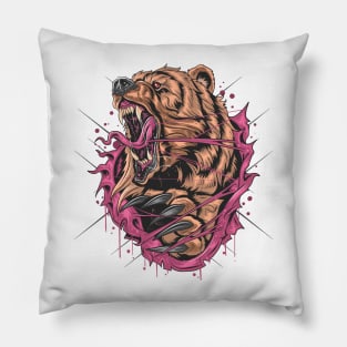 bear grizzly angry Pillow