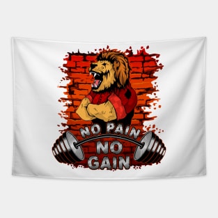Sports art "No pain - No gain" with a lion-man. Tapestry
