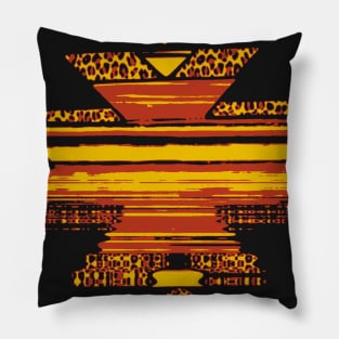 Orange Serape Pattern Leopard Pillow