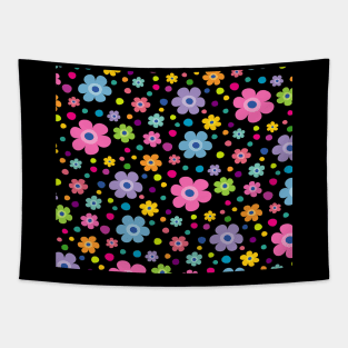 Colorful Hippy Flower Spring Pattern Tapestry