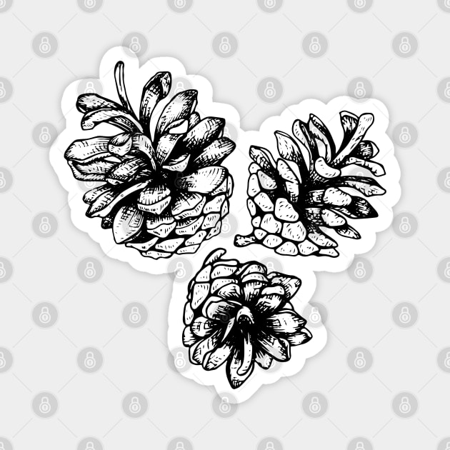 Three Pine Cones Magnet by illucalliart