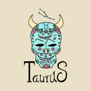 Taurus Zodiac Dia De Los Muertos Style T-Shirt