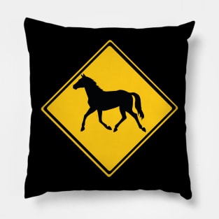 Wild Horse Warning Sign Pillow