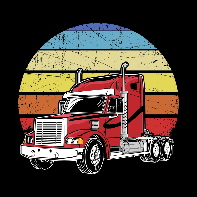 Retro Vintage Trucker Big Rig Semi-Trailer Truck Driver by captainmood