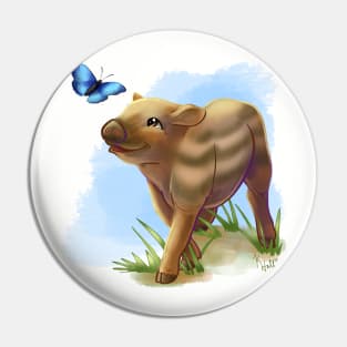 Baby Warthog and Butterfly Pin