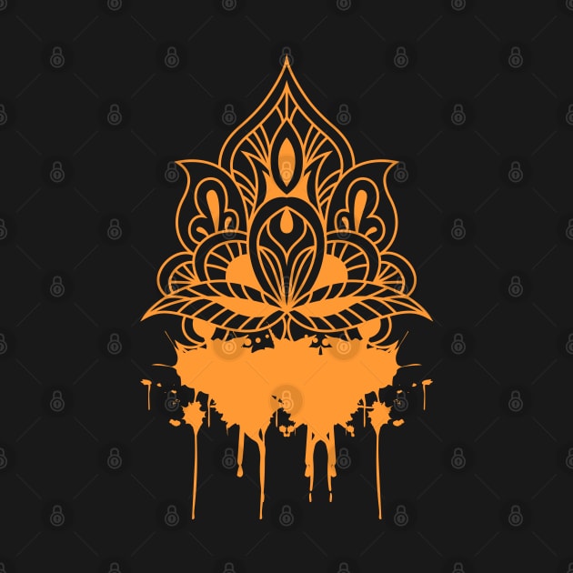 Orange drippy hoodies mandala design dripping design by Maroon55