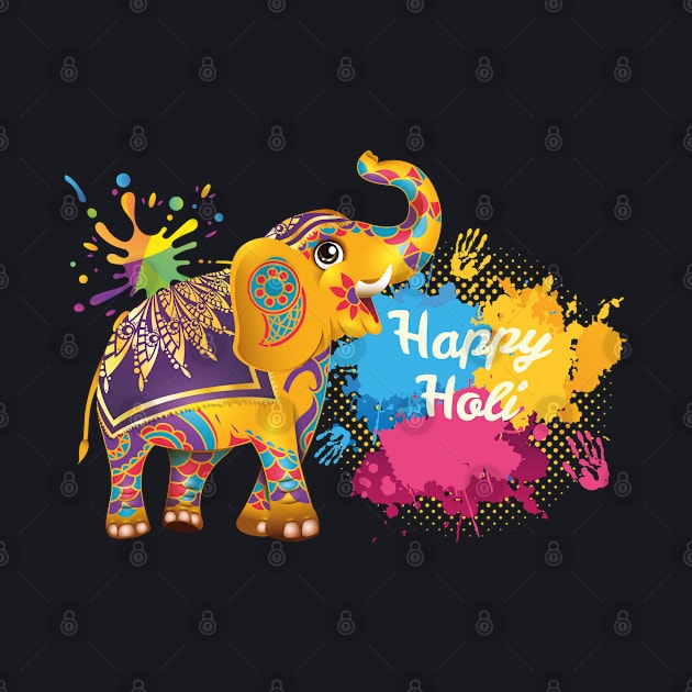 Funny Festival Colorful Elephant Color India, Happy Holi by bladshop