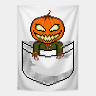 Pixel Pocket Pumpkin Head Tapestry