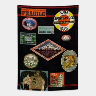 Vintage Travel Journal Tapestry