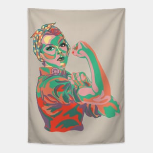 Rosie the Riveter in 40s Colors Tapestry