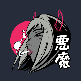 Demon Girl Anime Cool Horns T-Shirt