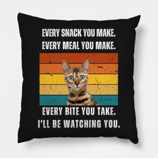 Every snack you make. Bengal cat retro design Pillow