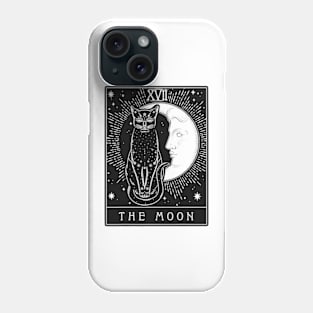 Tarot Card Crescent Moon And Cat Graphic Phone Case