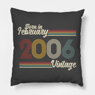 Vintage Born in February 2006 Pillow