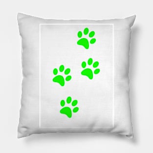 Light Green Pawprints on White Pillow