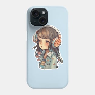 Cute headphone anime girl Phone Case