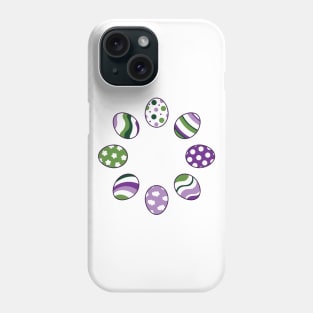 Eggs | Purple Green | Stripes | Dots | Clouds | White Phone Case