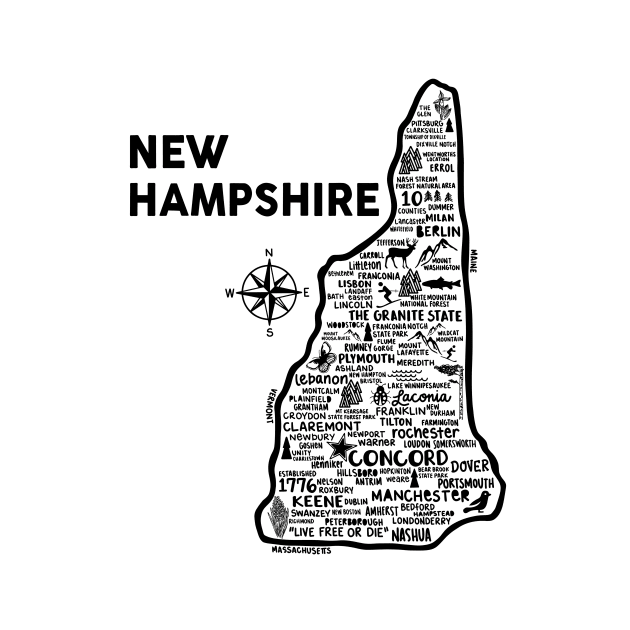 New Hampshire Map by fiberandgloss