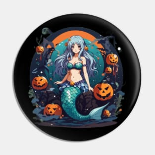 Orange Full Moon Mermaid Pin