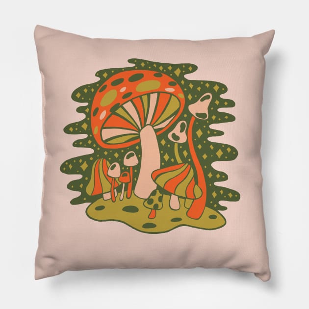 Forest of Mushrooms Pillow by Doodle by Meg