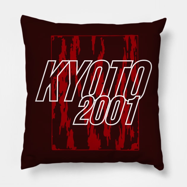 Kyoto 2001 (Dark Red + White) Pillow by Widmore