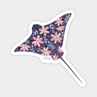 Floral Stingray - Muted Cool Colors Magnet