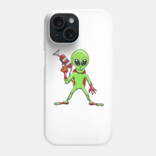 Cartoon Alien with ray gun Phone Case