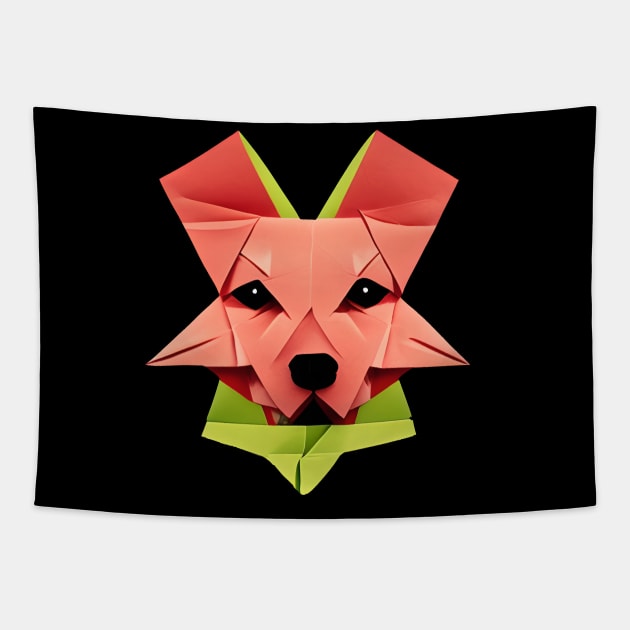 Geometric dog abstract and colorful origami style Tapestry by GraphGeek