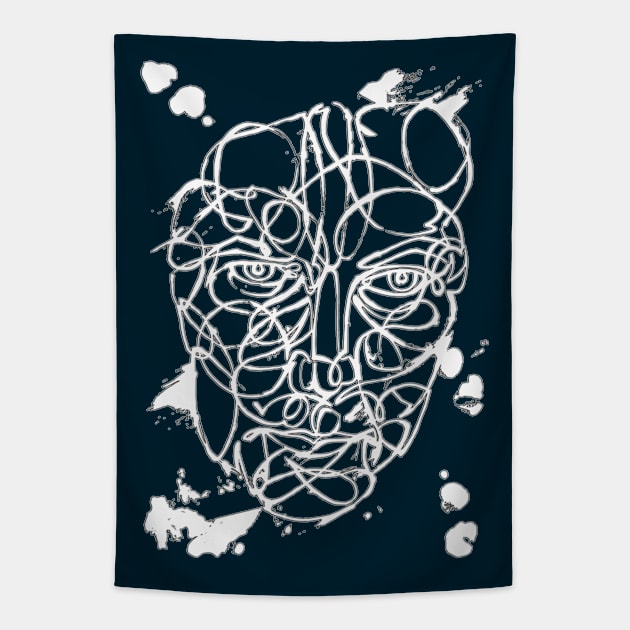 Ink Face White Tapestry by badlydrawnbabe