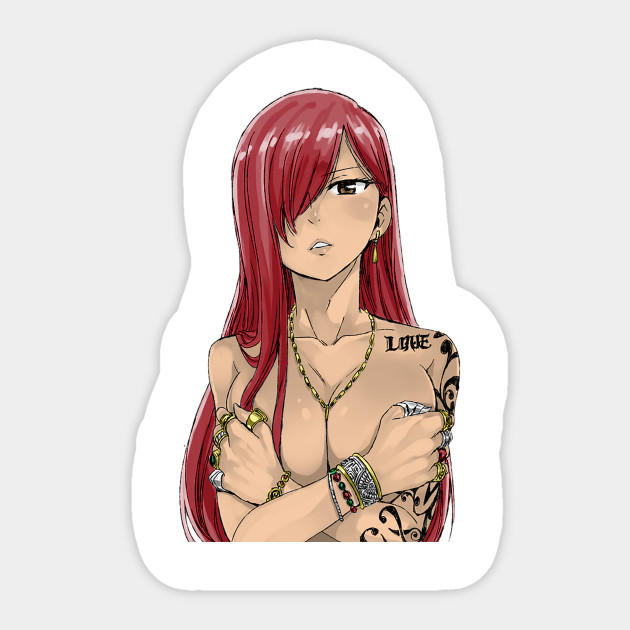 Erza Scarlet Tattoos Anime Sticker Teepublic Uk