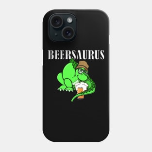 Funny BEERSAURUS Dino Dinosaur Beanie wearing Beer Lover Saurus Phone Case