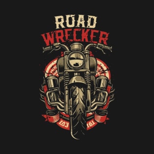 Road Wrecker Biker Design T-Shirt