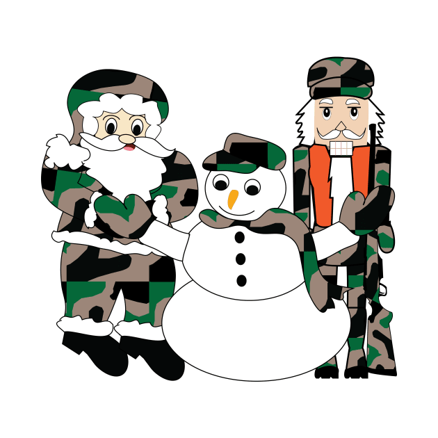 Camo Christmas, Santa Claus, snowman, nutcracker by sandyo2ly