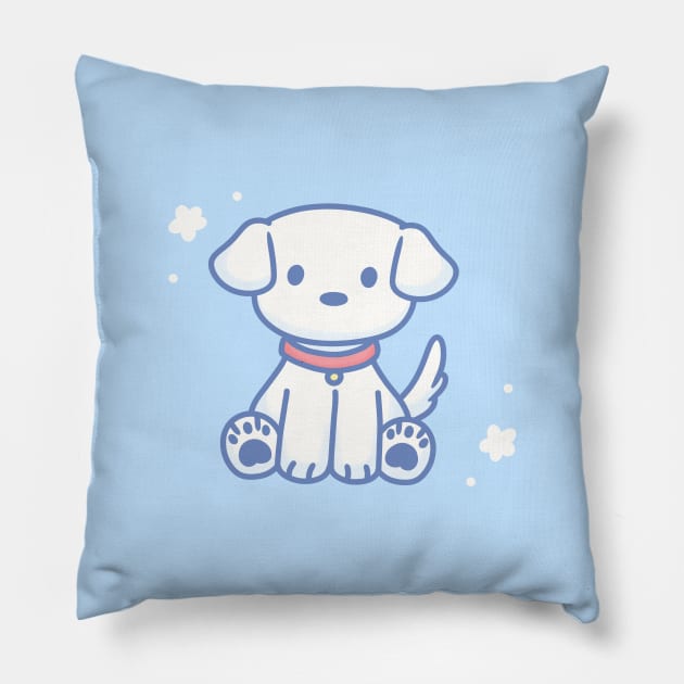 Cute white dog Pillow by KammyBale