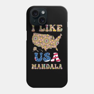 I like (love) USA Mandala / Mandala on USA Map Phone Case