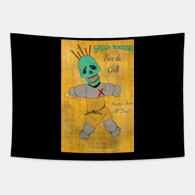 Green Voodoo Bar & Grill Tapestry by IcarusPoe