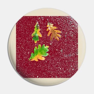 Rainy Leaves on Red Terrazzo Background Pin