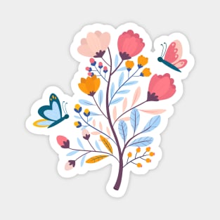 Floral Branch Butterfly Magnet
