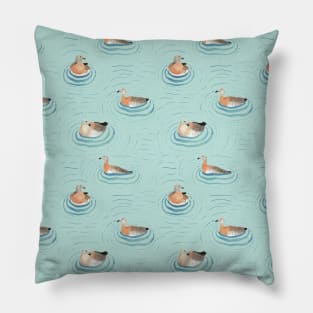 Hand painted ducks swimming in a summer lake Pillow