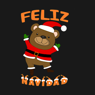 Santa Bear Wishes Feliz Navidad T-Shirt