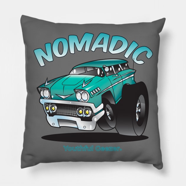 Nomadic Cartoon Car Toon Pillow by YouthfulGeezer