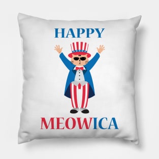 Happy Meowica, Fourth of July Pillow